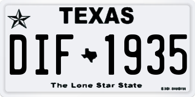 TX license plate DIF1935