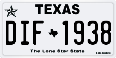 TX license plate DIF1938