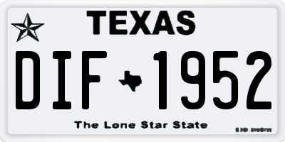 TX license plate DIF1952