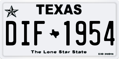 TX license plate DIF1954