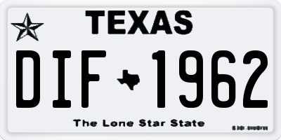 TX license plate DIF1962