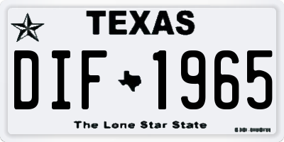 TX license plate DIF1965