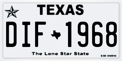 TX license plate DIF1968