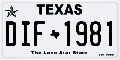 TX license plate DIF1981
