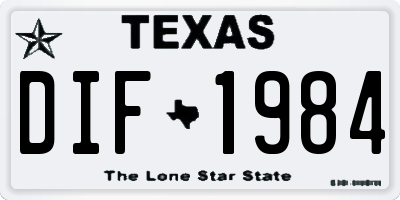 TX license plate DIF1984