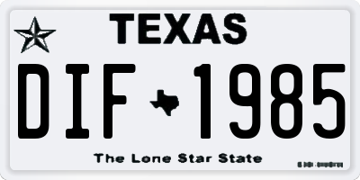 TX license plate DIF1985