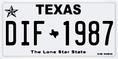 TX license plate DIF1987