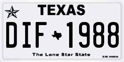 TX license plate DIF1988