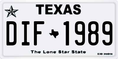 TX license plate DIF1989