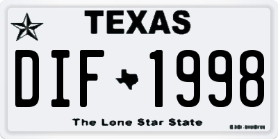 TX license plate DIF1998