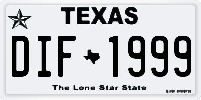 TX license plate DIF1999