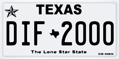 TX license plate DIF2000