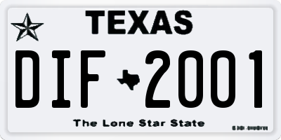 TX license plate DIF2001