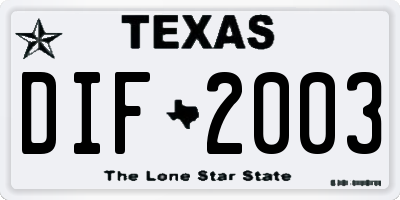 TX license plate DIF2003