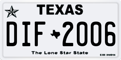 TX license plate DIF2006
