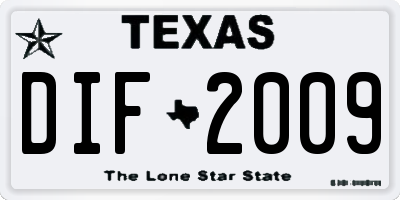 TX license plate DIF2009