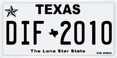 TX license plate DIF2010