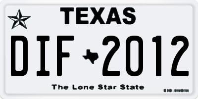 TX license plate DIF2012