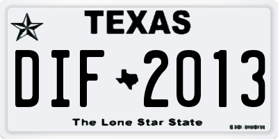 TX license plate DIF2013