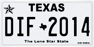 TX license plate DIF2014