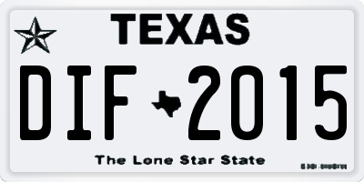 TX license plate DIF2015