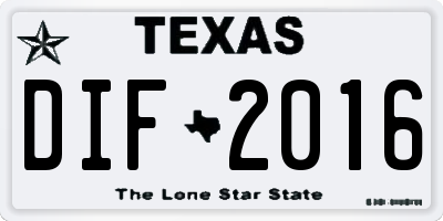 TX license plate DIF2016
