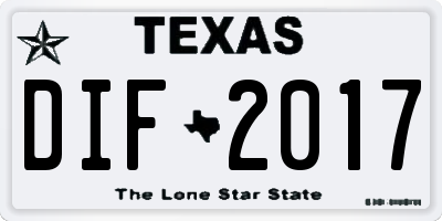 TX license plate DIF2017