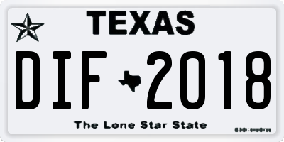 TX license plate DIF2018