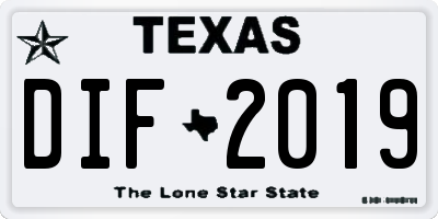TX license plate DIF2019