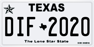 TX license plate DIF2020