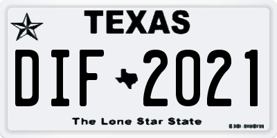 TX license plate DIF2021
