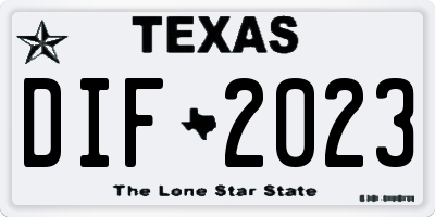 TX license plate DIF2023