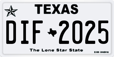 TX license plate DIF2025