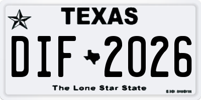 TX license plate DIF2026