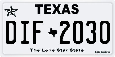 TX license plate DIF2030