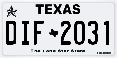 TX license plate DIF2031