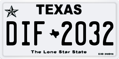 TX license plate DIF2032