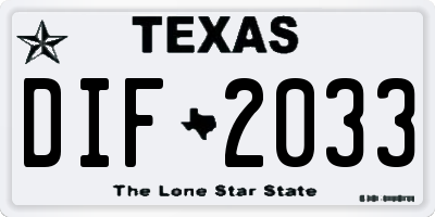 TX license plate DIF2033