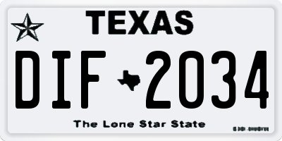 TX license plate DIF2034