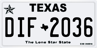 TX license plate DIF2036
