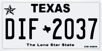 TX license plate DIF2037