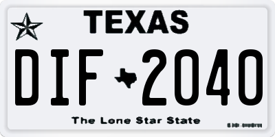 TX license plate DIF2040