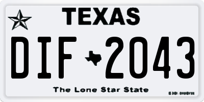 TX license plate DIF2043