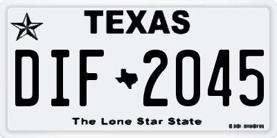 TX license plate DIF2045