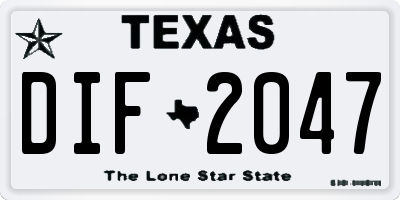 TX license plate DIF2047
