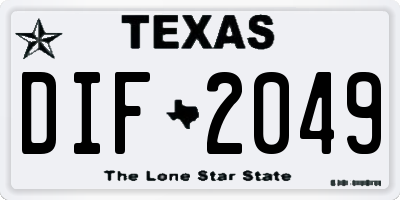TX license plate DIF2049