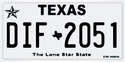 TX license plate DIF2051