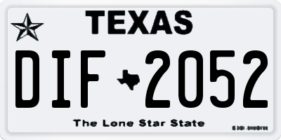TX license plate DIF2052