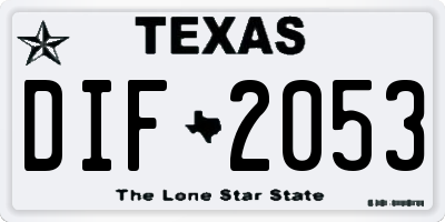 TX license plate DIF2053