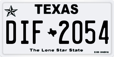 TX license plate DIF2054